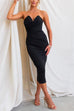 8 Colors Rosiedress Strapless Tube Top Ruched Back Slit Midi Party Dress
