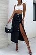 Rosiedress Button Down Slit Midi Denim Skirt