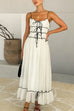 Rosiedress Spaghetti Strap Frill Trim Tie Bow Maxi Dress
