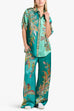Rosiedress Roll Up Short Sleeves Shirt and Wide Leg Pants Printed Satin Set