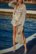 Rosiedress Collared V Neck Shirt and Side Slit Shorts Vitamin Sea Print Set