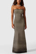 Rosiedress Strapless Tube Striped Knit Maxi Bodycon Dress