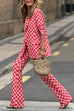 Rosiedress Geometric Print Lapel Double Breasted Blazer and Flare Pants Set