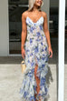 Rosiedress Cut Out Backless Frill Trim Slit Floral Print Maxi Cami Dress