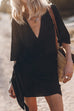 Rosiedress V Neck Tie Knot Cotton Linen Wrap Mini Dress