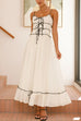 Rosiedress Spaghetti Strap Frill Trim Tie Bow Maxi Dress