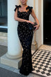 Rosiedress Bow Shoulder Lace Hollow Out Bodycon Maxi Cami Dress