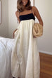Rosiedress Backless Color Block Splice Swing Maxi Cami Dress