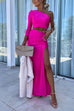 Rosiedress One Shoulder Sleeveless Cut Out Waist High Slit Maxi Dress