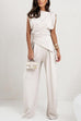 Rosiedress Ruched Asymmetrical Top and Wide Leg Pants Set