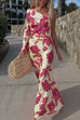 Rosiedress One Shoulder Long Sleeve Floral Print Maxi Dress