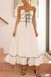 Rosiedress Spaghetti Strap Frill Trim Tie Bow Maxi Dress