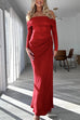 Rosiedress Off Shoulder Long Sleeves Mesh Splice Maxi Dress