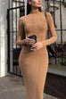 Rosiedress Mockneck Long Sleeves Bodycon Knit Maxi Dress