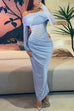Rosiedress Off Shoulder Long Sleeves Mesh Splice Maxi Dress