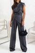 Rosiedress Ruched Asymmetrical Top and Wide Leg Pants Set