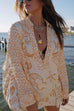 Rosiedress Collared V Neck Shirt and Side Slit Shorts Vitamin Sea Print Set