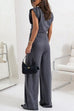 Rosiedress Ruched Asymmetrical Top and Wide Leg Pants Set