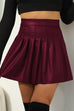 Rosiedress High Waist Faux Leather Pleated Mini Skirt
