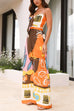 Rosiedress Spaghetti Strap Tie Front Wasited Wide Leg Printed Jumpsuit