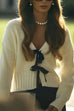 Rosiedress V Neck Bow Tie Front Elegant Sweater