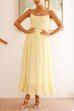 Rosiedress Spaghetti Strap Frill Trim Tie Bow Maxi Dress