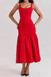 Rosiedress U Neck Sleeveless Ruffle Bodycon Midi Dress