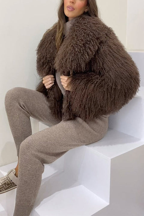Rosiedress Open Front Winter Faux Fur Teddy Coat