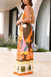 Rosiedress Spaghetti Strap Tie Front Wasited Wide Leg Printed Jumpsuit