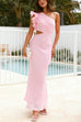 Rosiedress Frill One Shoulder Cut Out Waist Maxi Dress
