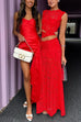 Rosiedress Sleeveless Cut Out Lace Top and Maxi Bodycon Skirt Set