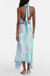 Rosiedress Printed Halter Tie Knot Backless Top and Irregular Hem Maxi Skirt Set