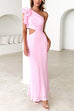 Rosiedress Frill One Shoulder Sleeveless Cut Out Maxi Dress