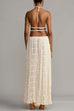 Rosiedress Frilled Halter Open Back Crop Top and Pleated Maxi Skirt Set