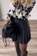 Rosiedress Buttons Faux Leather Pleated Mini Skirt