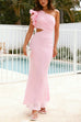 Rosiedress Frill One Shoulder Cut Out Waist Maxi Dress