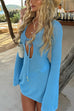 Rosiedress V Neck Cut Out Crochet Lace Cover Up Mini Dress