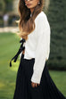 Rosiedress V Neck Bow Tie Front Elegant Sweater