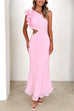 Rosiedress Frill One Shoulder Sleeveless Cut Out Maxi Dress