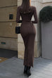 Rosiedress Mockneck Long Sleeves Bodycon Knit Maxi Dress