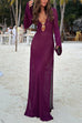 Rosiedress V Neck Side Slit Crochet Beach Cover Up Maxi Dress