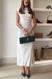 Rosiedress Mockneck Sleeveless Side Ruched Midi Dress