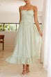 Rosiedress Frill Trim Lace Up Ruched Maxi Cami Dress