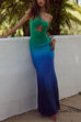 Rosiedress One Shoulder Cut Out Gradient Bodycon Maxi Dress