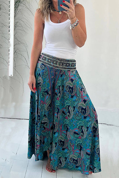 Rosiedress Elastic Waist Wide Leg Palazzo Printed Casual Pants