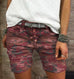 Rosiedress Elastic Waist Buttons Skinny Camo Shorts