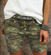 Rosiedress Elastic Waist Buttons Skinny Camo Shorts