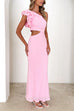 Rosiedress Frill One Shoulder Sleeveless Cut Out Maxi Dress