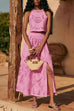 Rosiedress Lace Hollow Out Slit A-line Maxi Skirt