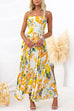Rosiedress Bow Back High Waist Printed Maxi Cami Dress